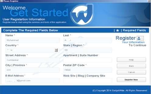 gadgetwide register