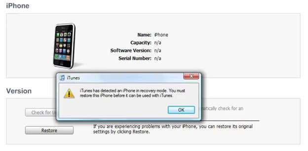 itunes recovery mode detect