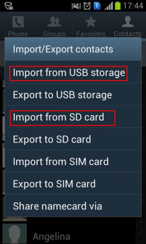 transfer csv contacts to android