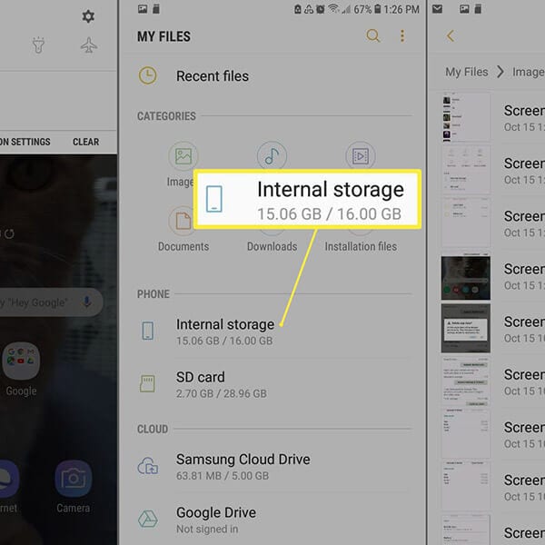 open your internal storage