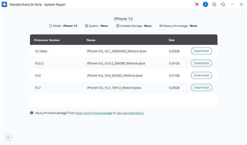 drfone device firmware information