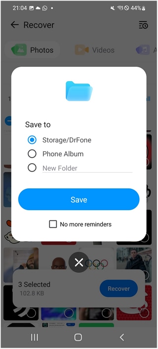 choose location to save data