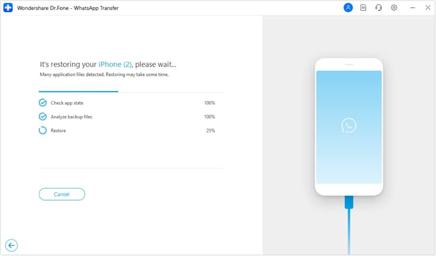 view progress of restoring backup