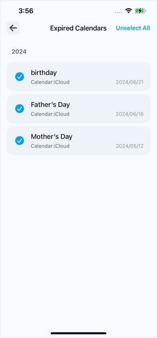 select calendar events to delete