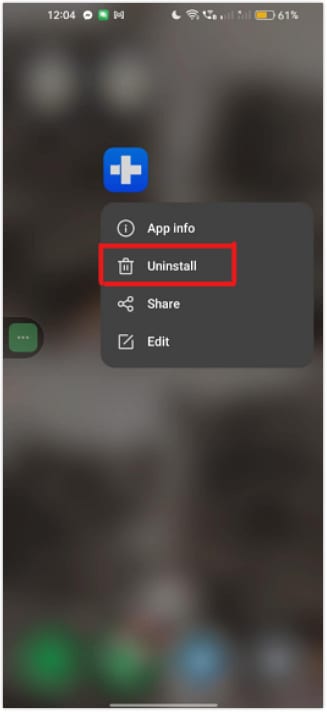 remove or uninstall the app on Android