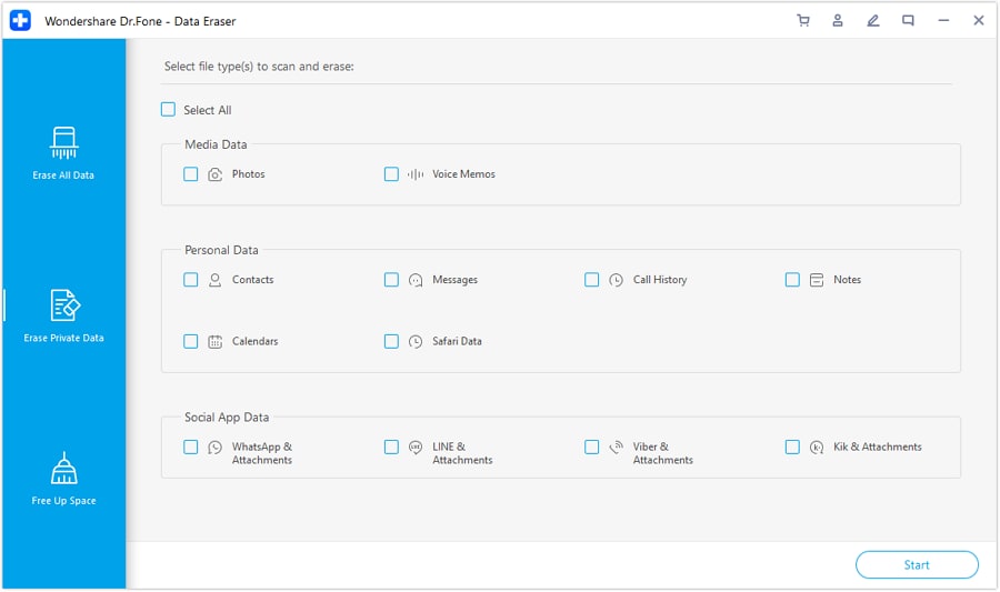 view file types to erase