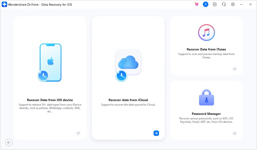 choose recover data from icloud