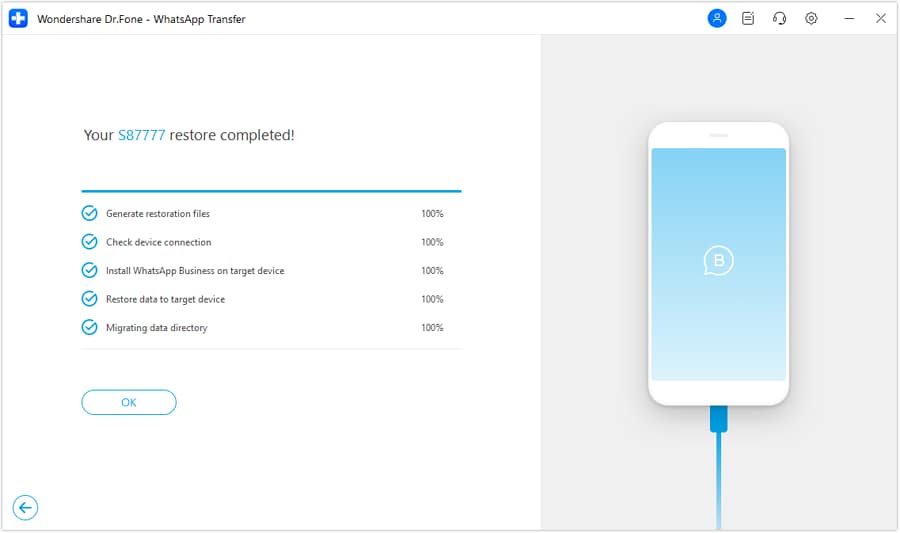 whatsapp business transfer complete