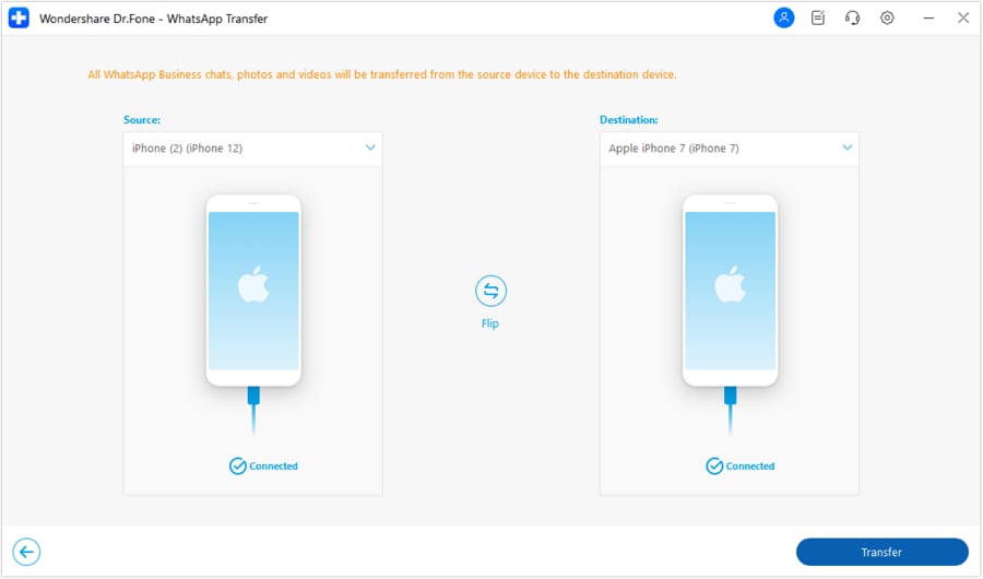 set ios devices source and destination