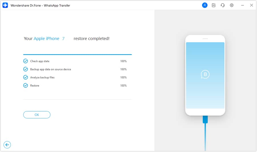 the progress of ios transfer done