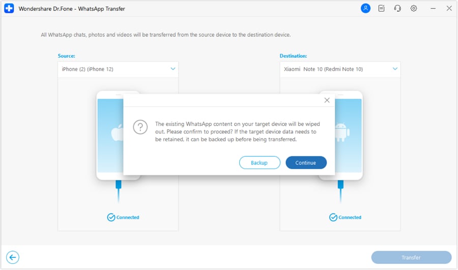 backup previous data or continue