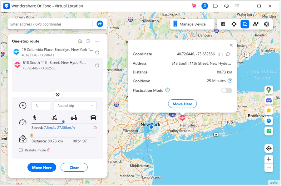 drfone virtual location one stop mode