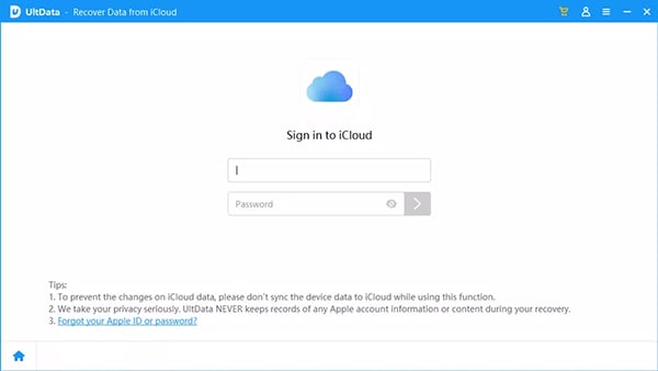 sign in to your iCloud account