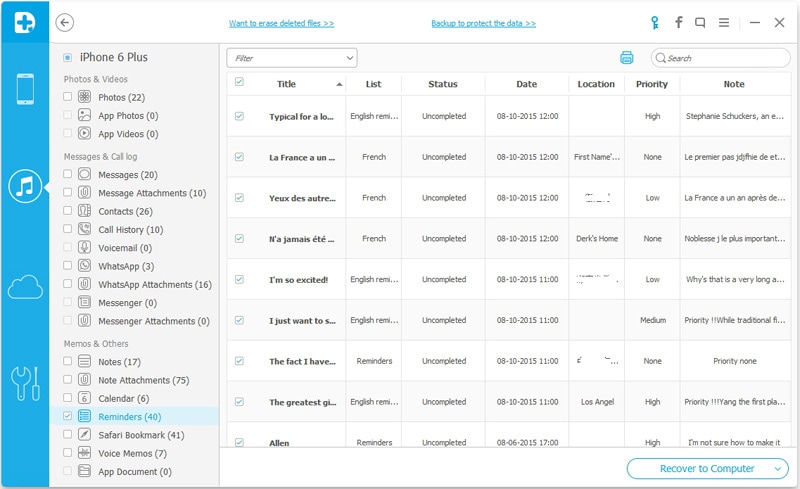 recover deleted iphone reminders from iTunes backup file