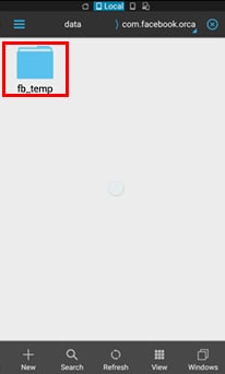 find the fb temp folder to recover facebook messages