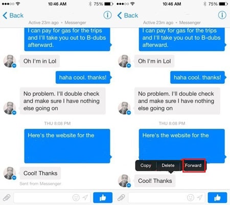 forward facebook message