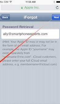 reset the forgotten iCloud password settings