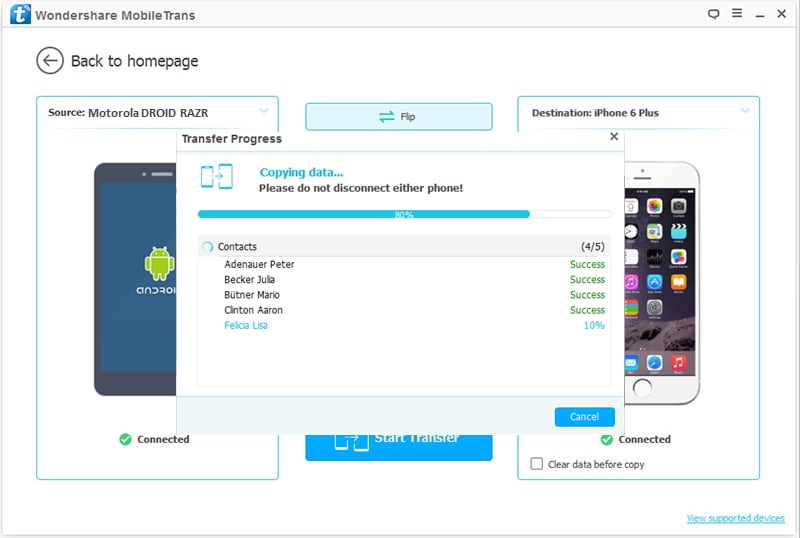 transfer data from Motorola to iPhone