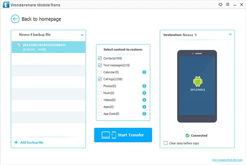 restore Nexus 5 from Nexus 4 backup