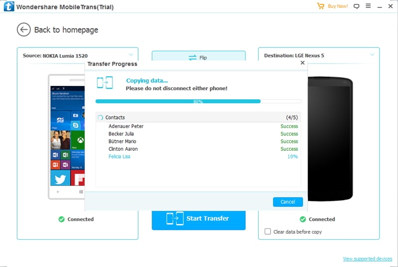 how to transfer data from Nokia Windows to LG