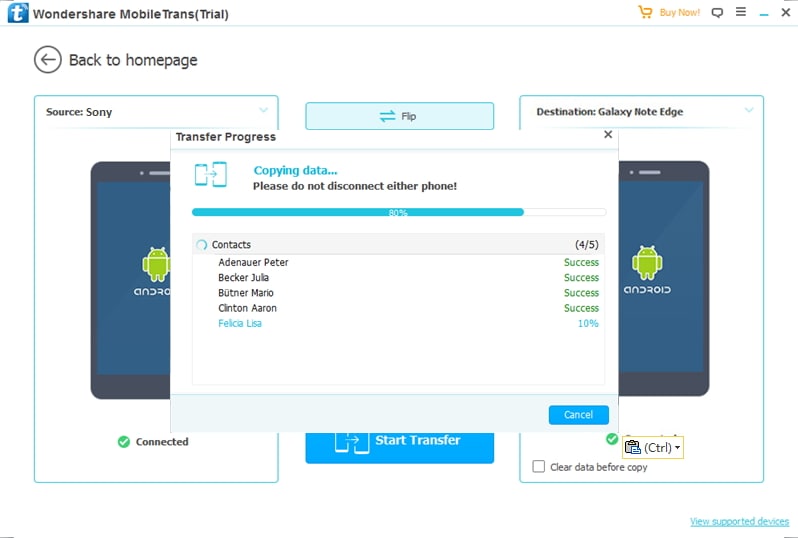 transfer data from Sony to Samsung