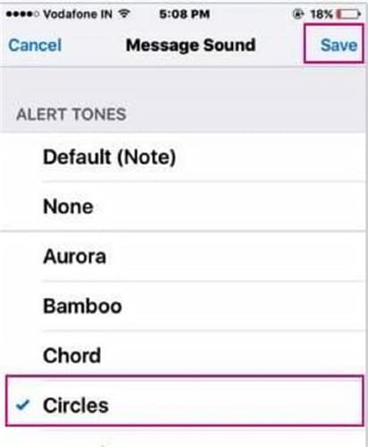 whatsapp ringtone-tap on Save