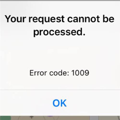 error 1009 iphone