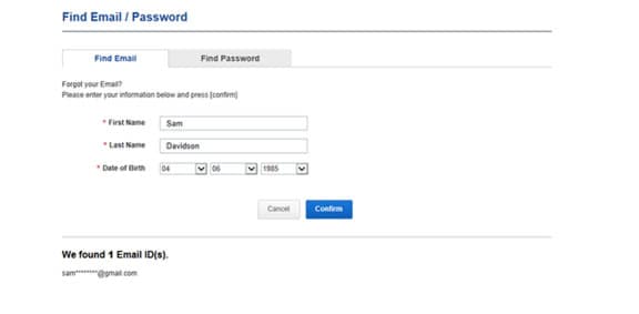 samsung account password reset