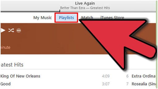 Export iTunes Playlist with Music Files via iTunes-click the Playlists option