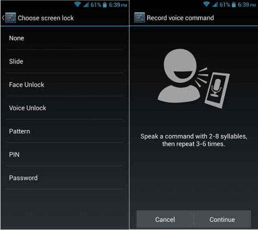 android lock screen settings