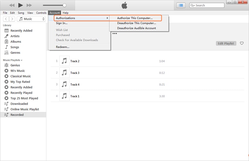 Transfer Music from iPad Air to Computer - Authorize Computer