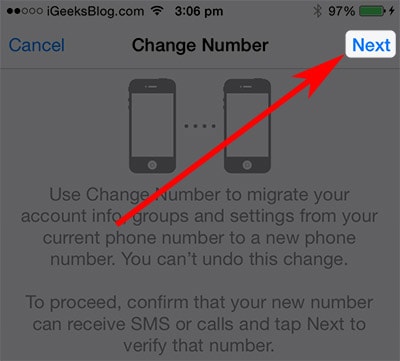 change whatsapp phone number