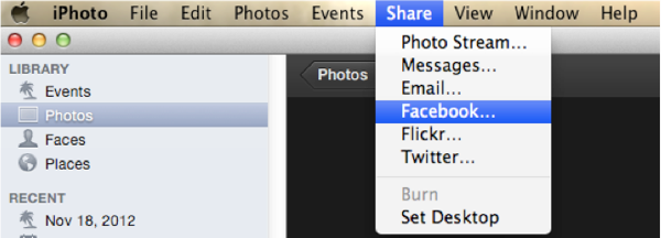 export iphoto to facebook-choose Facebook