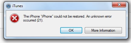 iphone error 21