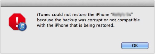 itunes backup corrupt incompatible backup