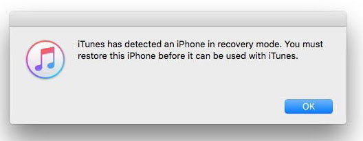 iTunes has detected an iPhone in recovery mode