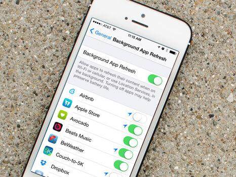 reset iphone Battery-Switch Off Background App Refresh