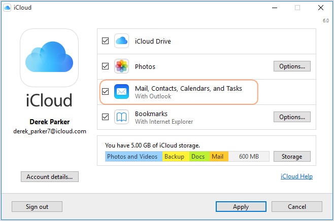 Sync Outlook with iPhone via iCloud