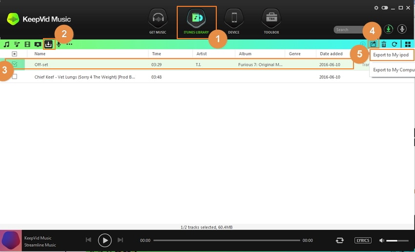 Get Free Music for iPod Touch/Nano/Shuffle Using Keepvid Music-click Export icon