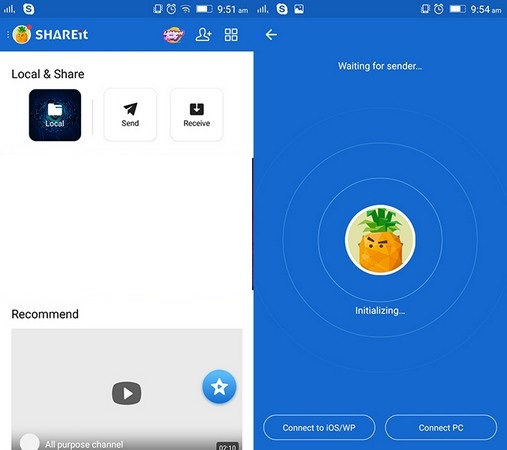 shareit receive files