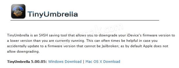 Downgrade iOS - download Tiny Umbrella