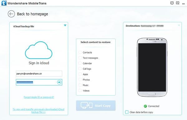 backup iCloud Contacts to Android