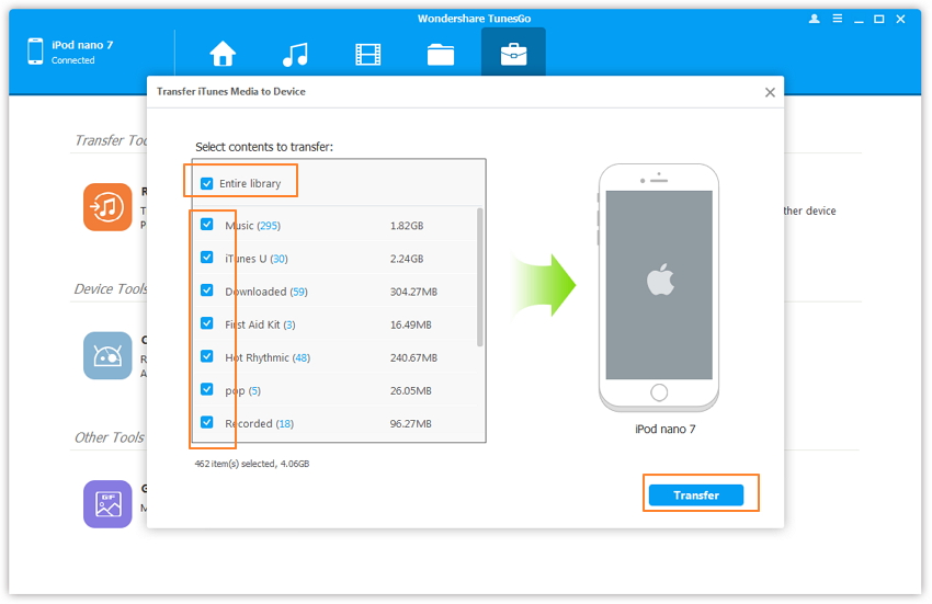 ios transfer - Sync iPod met TunesGo